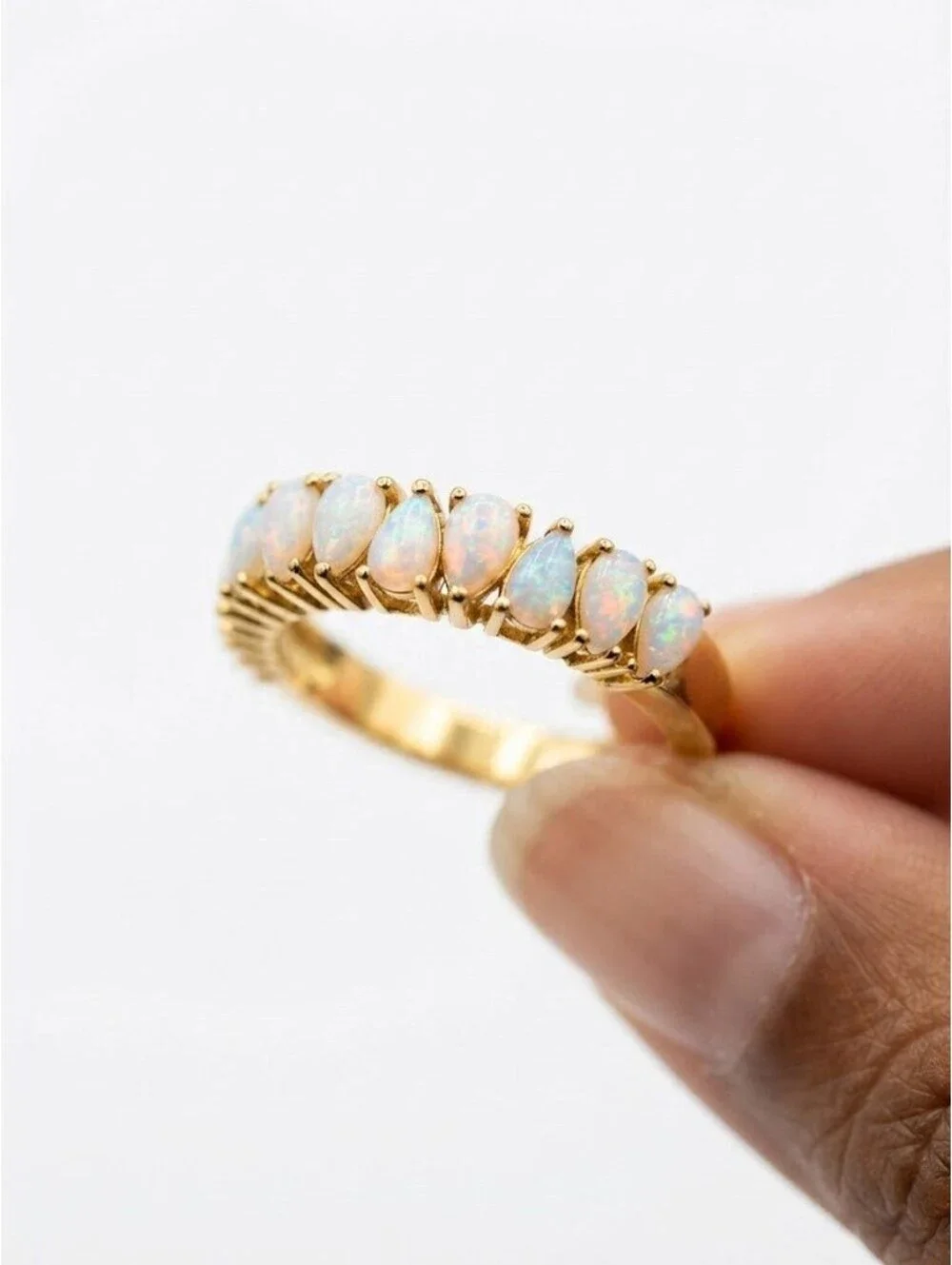 Pear-Cut Natural Austrian Gemstone Eternity Ring